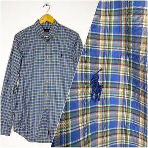 Ralph Lauren Green & Blue Plaid Button Down Shirt Long sleeve Medium